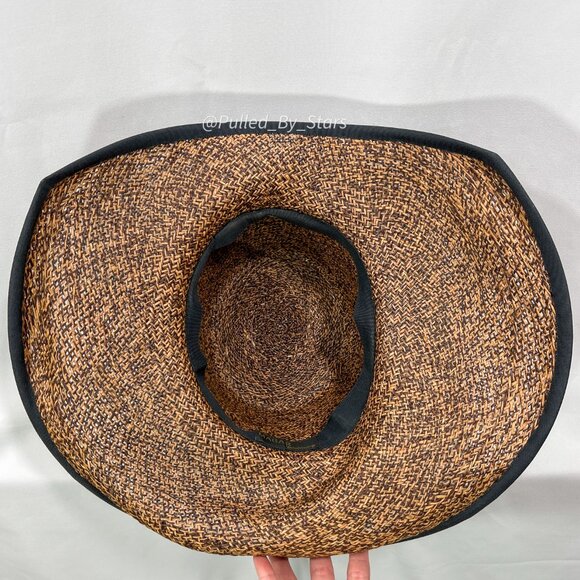 Vintage Custom-Made Artisan Magar Hatworks Millinery 17" Wide Brim Straw Sun Hat - Picture 14 of 16